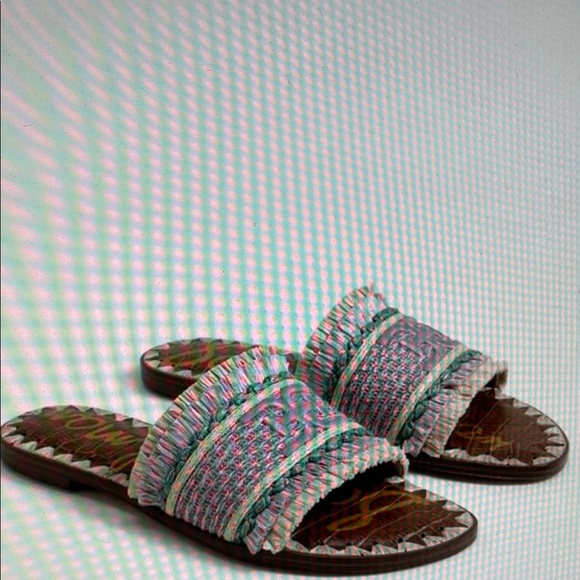 Sam Edelman Georgia Women's Lilac Raffia Slide Sandals - Picture 4 of 10